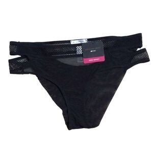 Pleasure State Black Mesh Midi Brief Womens Underwear L